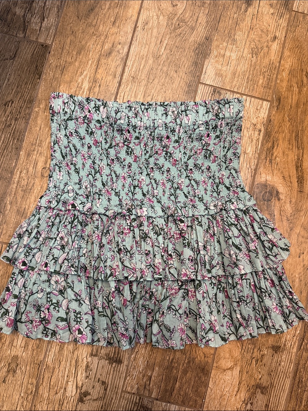Isabel Marant Etoile smocked Naomi mini skirt blue floral 44